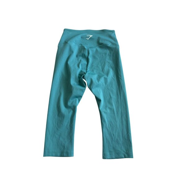 GYMSHARK Women's Aqua Crop Workout Leggings Tights Size Small - Picture 2 of 5